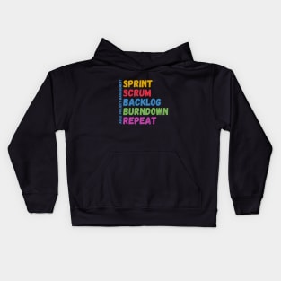 Sprint Scrum Backlog Burndown Repeat - Agile Project Management Kids Hoodie